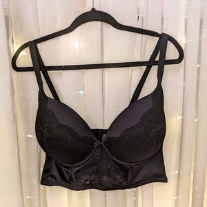 NWT 42DD TORRID BLACK LACE PUSH-UP PLUNGE LONGLINE BRA